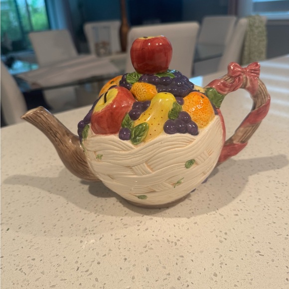 Vibrant Ceramic Teapot with Fruit Design - Picture 2 of 8